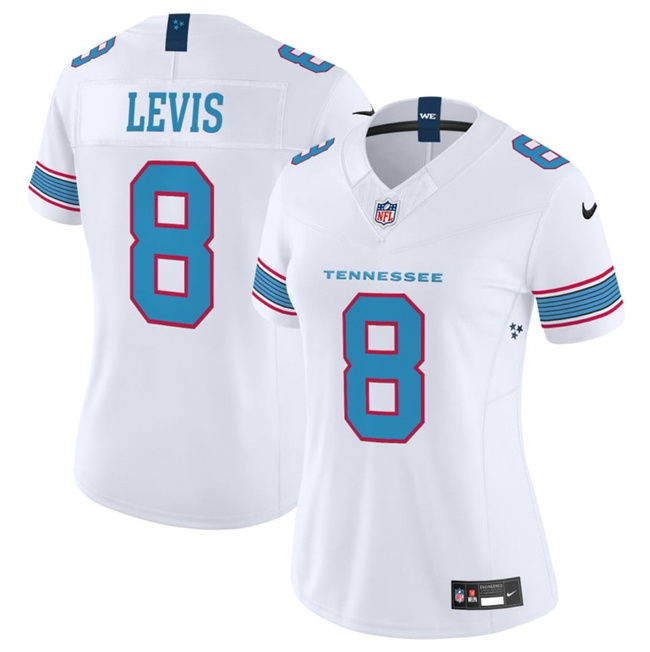Women's Tennessee Titans #8 Will Levis White 2026 F.U.S.E. Vapor Limited Stitched Football Jersey(Run Small)
